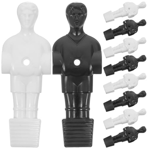 ZUNOXAZ Set da 10 Pezzi di Giocatori Sostitutivi per Biliardino Braccioli, Figure da Calcio Balilla in Bianco e Nero, Accessori per Tavolo da Calcio Balilla, per Giochi da Tavolo e Feste