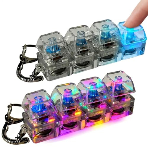 2pcs Keyboard Fidget Toy Light Up | 4 Button Keyboard Fidget Toy | RGB Lights Clicky Keyboards Fidgets Toys for Stress Relief for Travel, Offices