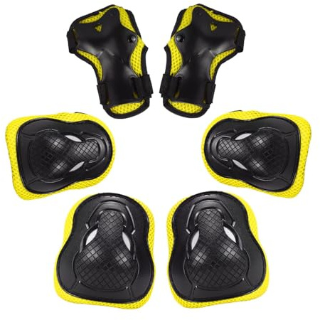 Lot de 6 équipements de sport de plein air pour enfants pour patinage à roulettes, scooter, skateboard, cyclisme avec protège-genoux, coudières, coussinets de trottinette