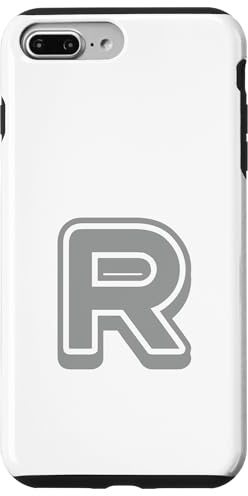 Retro Bold Letter GRAY - R - Outline Design - Alphabet Case for iPhone 7 Plus/8 Plus