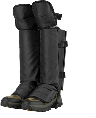 Autilyshop Polainas de senderismo impermeables para actividades al aire libre, polainas ajustables de protección de piernas hechas de tela Oxford 500D y nailon de triple capa, unisex, M L (negro)