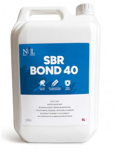 NJL Direct SBR Bonding Agent 5 Litre | SBR Bond 40 Primer & Admixture | Water Resistant SBR primer, Bonding Primer & Concrete Sealer for Renders, Mortars, Screeds & Tiling | Stronger than PVA