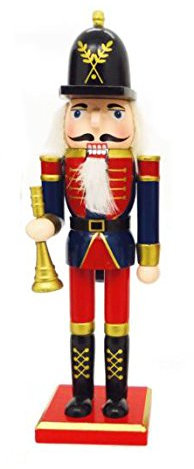 Buzz Traditional Wooden CHRISTMAS NUTCRACKER SOLDIER/BUGLER Decoration - RED, BLUE, GOLD - 30cm
