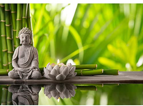 Runa Art Carta da parati fotografica 396 x 280 cm Natural Buddha di bambù | Vello Decorazione Murale Soggiorno Camera Da Letto | Manifattura tedesca | grigio 9279012a