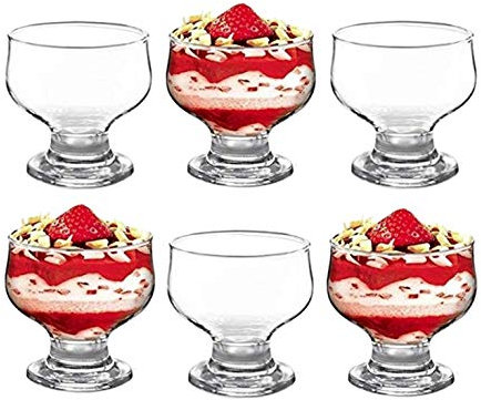 GK Global Kitchen Ciotole da dessert in vetro Sundae gelato Set di 6 bicchieri da cocktail a stelo corto tulipano gambero da cocktail aperitivo insalate di frutta budino piatti piatti con piatti
