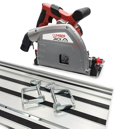 LUMBER JACK PS165 Plunge Cut & Track Saw, Precision Cutting for Woodworking, Grooves, Panels & Trim Work, 1400mm Track Extension, Durable, Powerful Performance