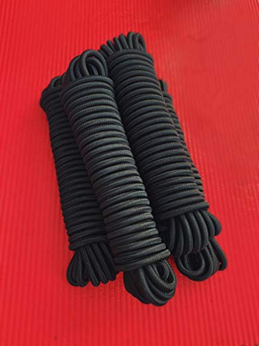Schwarzes Spannseil Schnur Tau Seil Spann Seil Kordel Leine Gummischnur Expanderseil Gummiseil Gummileine Planenseil SpannerSeil Plan Seil Kordel Spanner Gummikordel (Schwarz, 8 mm)