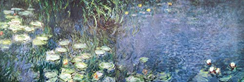 1art1 Claude Monet Poster Seerosen, Morgen Bilder Leinwand-Bild Auf Keilrahmen | XXL-Wandbild Poster Kunstdruck Als Leinwandbild 150x50 cm