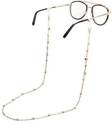 Alpenflüstern Trachten-Brillenkette Herzchen - Sonnenbrillenkette, Maskenkette, Kette für Sonnenbrille (gold-farben) DHK286