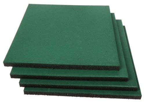 MYOYAY 4 Stück ineinandergreifende Fliesen, 50,8 x 50,8 x 2,5 cm, robuste Gummi-Fliesen, grün, rutschfeste Bodenmatte für Spielplatz, Park, Fitnessstudio, drinnen und draußen, Abdeckung, 39 m²