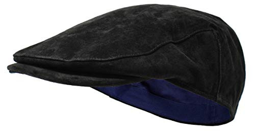 Borges & Scott The Tanner - Flat Cap aus Leder - Kappe mit weichem Schweinslederfutter - Mitternacht - XL