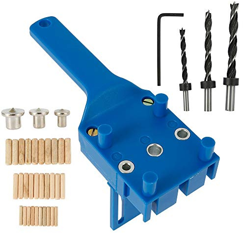 41 piezas Dima para orificios de bolsillo 6/8/10 mm Dima para remachar madera, guía para esquinas de acabado de madera (41 unidades, azul)