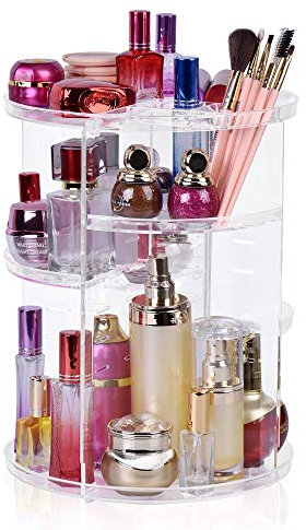 Easyhouse Um 360 Grad drehbarer Make-up-Organizer, 8 verstellbare Ebenen, drehbarer Hautpflege-Organizer, Kosmetik-Halter, Make-up-Organizer und Aufbewahrung für Schminktisch, Badezimmer,