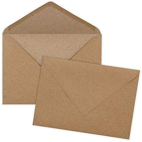 KuschelICH Briefumschläge Kraftpapier C6 114 x 162 mm - Kuverts braun - ohne Fenster (25)