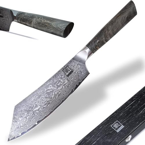 zayiko Professional Series – Premium Hakata Bocho Blockmesser 20 cm Klinge, 67 Lagen Damaststahl, Rasiermesserscharf, Ergonomischer Ahornholzgriff, In Edler Holzbox