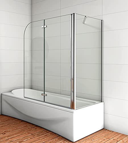 Acezanble Badewannenaufsatz 110x70cm Eck Duschwand Badewanne 2-tlg.Faltwand H140cm