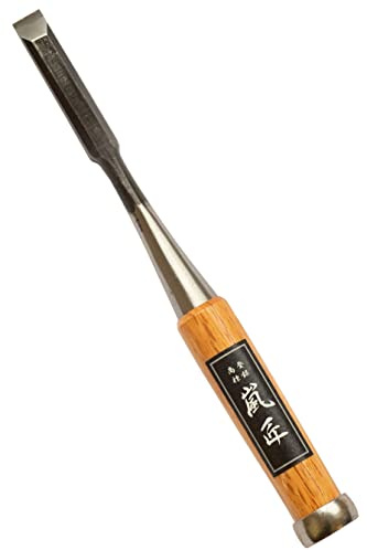 RANSHOU Japanese Chisel 12mm 1/2 Mortise Chisel Oire Nomi, Professional Wood Chisel for Woodworking, Japanese Red Oak Handle, Made in JAPAN