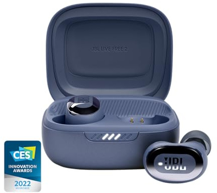 JBL Live Free 2: 35 ore di riproduzione, True Adaptive Noise Cancelling, Smart Ambient, e microfoni beamforming (blu), piccoli