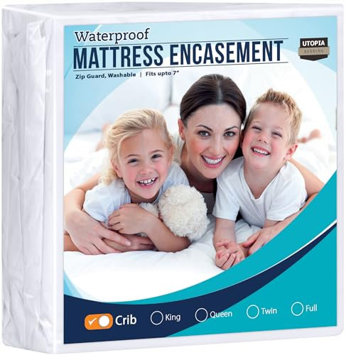 Utopia Bedding Mattress Protector Zippered Crib Size, 100% Waterproof Bed Bug and Dust Mite Proof Mattress Encasement, Absorbent 6 Sided Mattress Cover