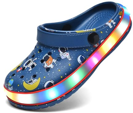 Barn, pojkar, flickor, LED-träskor, söta lätta sommartofflor, trädgård, strandsandaler, astronaut, 27 EU