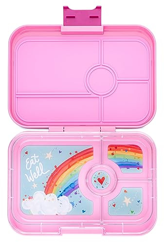 Yumbox Fiambrera Tapas a prueba de fugas, ideal para mujeres, adolescentes y niños. Bandeja de 4 compartimentos con una amplia sección para sándwiches, ensaladas, guarniciones(Capri Pink - Rainbow).