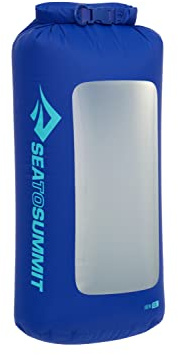Sea to Summit - Lightweight Dry Bag View L 13L - Waterproof - Clear Window - Roll-Top - Recycled Fabric - Base Lash Point & D-Ring - For Backpacking & Kayaking - 22 x 20 x 45.9cm - Surf Blue - 81g