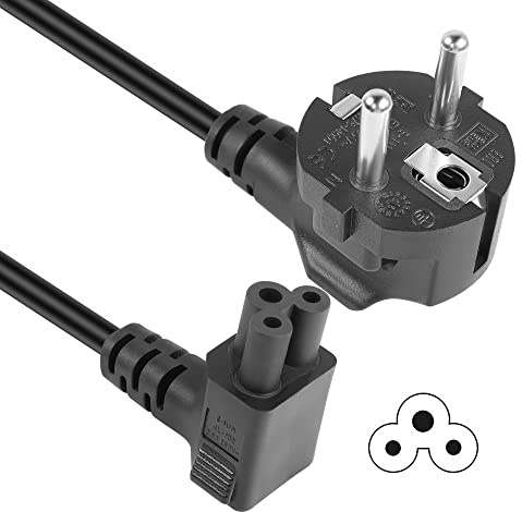 GELRHONR 1,5 m strömkabel CEE7 till IEC 320 C5, 90° klöverblad strömkabel för bärbar dator med Musse kontakt (Up Angle C5)
