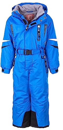 Golder Schneeanzug Kinder, wasserdichter Skianzug Jungen/Mädchen, einteiliger Winter-Overall | 110 116 122 128 134 140 (Blau, 128-134)