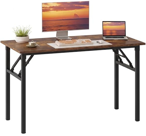 Need Office Computer Desk - 47.2L Sturdy and Heavy Duty Folding Laptop Table,Writing Table/Home Office Desk/Sewing Table,No Assembly Required,Rustic Brown AC5FB(120 * 60)