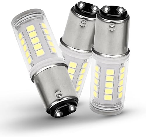 Heifymi 12V BA15D 1076 1142 1176 S8 LED Bulb, 5 Watt 6000K Bright White, Double Contact/DC Bayonet Base, AC/DC12-24 Volt for RV Camper Trailer Boat Trunk Interior Lights(Pack of 3)