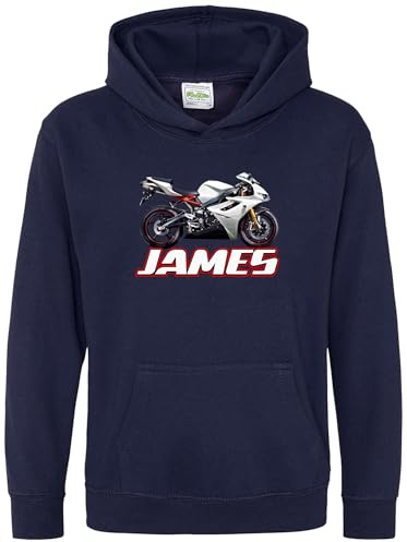 Purple Print House Personalised White Sports Bike Hoodie Boys Custom Motorcycle Racing Hooded Sweatshirt Motorbike