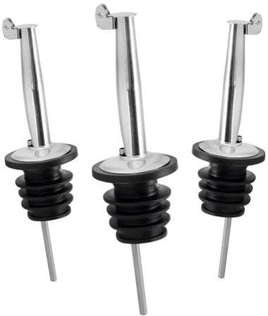 LAYBA Flaschenausgießer 3er-Set Silber mit Verschlusskappe, Ausgießer für Flaschen, Öl, Essig, Sirup, Bar, Küche und Gastronomie Zubehör