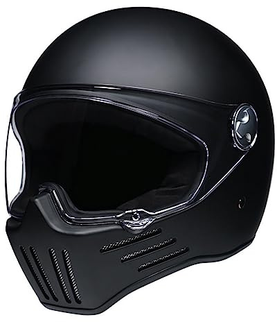Woljay Vintage Integralhelm Motorradhelm Motorrad Helm Helme Jet Moto Cruiser Scooter Unisex Erwachsene DOT / ECE genehmigt (L,Matte Black)