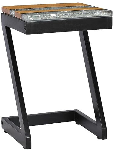 Mengtu Couchtisch Wohnzimmertisch Beistelltisch Sofatisch Pflegeleicht Kaffeetisch Möbel Tisch für Schlafzimmer Wohnzimmer 30 x 30 x 50 cm Massivholz Teak und Polyresin