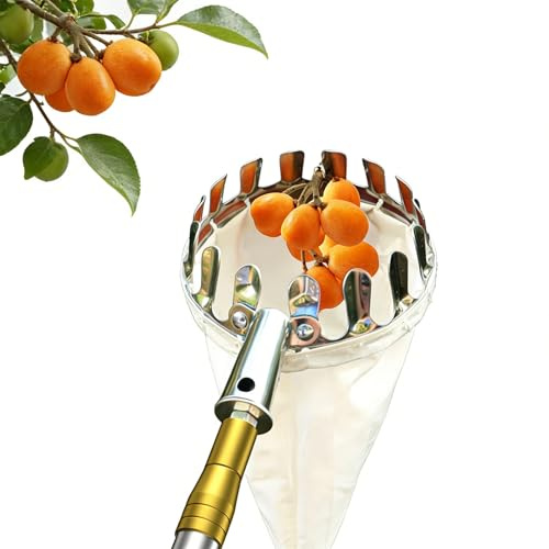 Cueille Fruit Telescopique avec Manche Évolutif 2-7M Perche Cueille Cerise,Ramasse Pomme Outil Cueillette Jardin Arbre Poires Pêches | 7m(23ft)