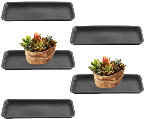 Pflanzschale Blumentopf Untersetzer Eckig 5pcs Blumen Untersetzer für Töpfe rechteckige Plastikplatten Untersetzer Blumenkasten Pflanzentopfschale Leckfeste Pflanze Tropfschalen Schwerlastpflanze