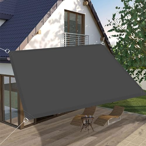 Tenda a Vela Ombreggiante Impermeabile 4 x 6 m Impermeabile Tenda Ombreggiante Tenda Esterno Protezione UV 98% Antivento per Arredo Esterno, Giardino e Terrazzo, Grigio Scuro
