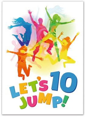 Junaversum 12 Einladungskarten zum 10. Kindergeburtstag Jump Trampolin Jungen Mädchen Einladungen zehnte Geburtstag Kinder