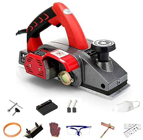 GLJTUO Kit Pialla Manuale Elettrica, Pialla Manuale per La Lavorazione del Legno, Pialla Senza Fili, profondità Regolabile, Piccola Pialla Elettrica per La Lavorazione del Legno, 1600 W