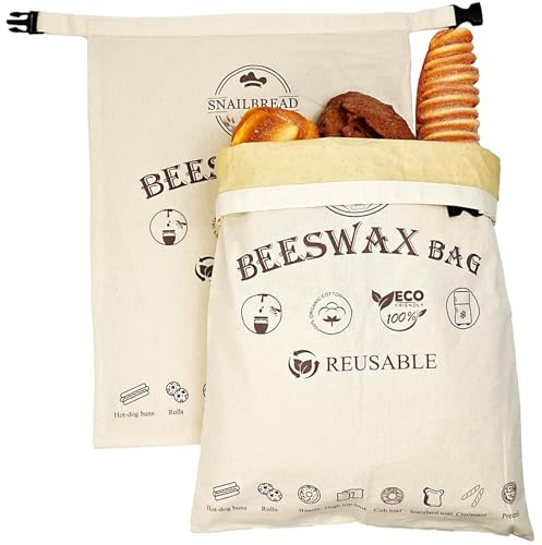Reusable Beeswax Bread Bags for Sourdough: XL Eco-Friendly Fresh Food Storage (13x17in, 2 Pack) | Moisture Lock, Sustainable Homemade Bread Preservation