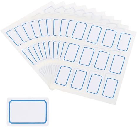 M&G 1200 Stück Namensschild-Aufkleber, Namensetiketten-Aufkleber Wasserdichte Klebeetiketten Leer für Sachen-Kindertagesstättenbedarf Flasche Kleidung Stoffordner, 18x32mm, Blau Weiß