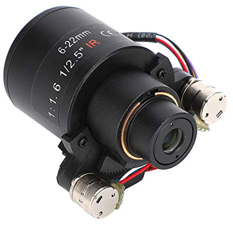 Zoeyilan Objectif Zoom motorisé 6-22 mm, Objectif de caméra 5 MP, Monture M14, Objectif Zoom motorisé en Alliage d'aluminium pour caméra de sécurité