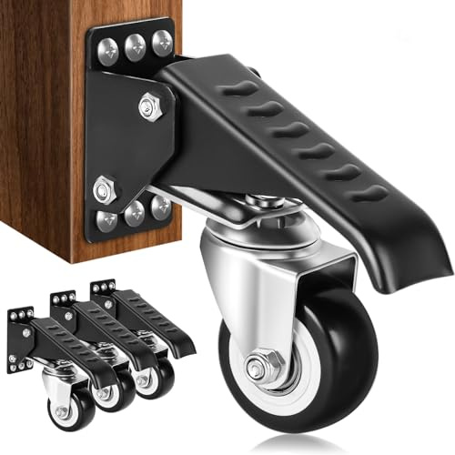 Yeabett Ruedas giratorias resistentes, capacidad 370 kg, juego de 4 ruedas stepdown, ajustables, poliuretano, construcción duradera de acero