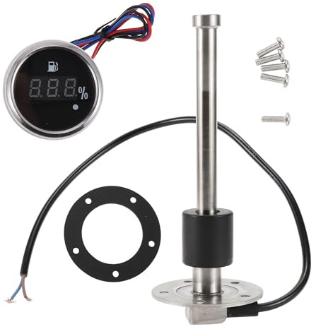 Motoforti Sensor De Nivel Y Medidor De Combustible 1 Set Marino Metal | Metal, Plateado Negro, 200mm, Para Automóviles, Camiones, Autobuses, Embarcaciones