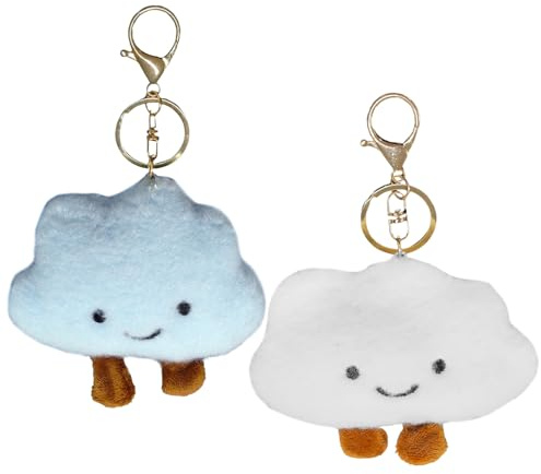 2 Stück Plüsch-Wolken-Schlüsselanhänger, Süße Wolken-Anhänger, Kreative Mädchen-Taschen- und Geldbörsen-Dekorationen