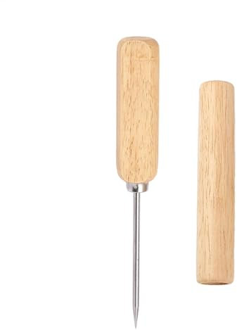 Eispickel, Eispikes zum Zerbrechen von | Eispickel mit Deckel – Eisspender mit rutschfestem Holzgriff, Eispickel aus Edelstahl mit Sicherheitsdeckel P