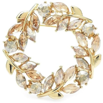 Broches rondes rondes en forme de fleur de blé pour femme, Métal Acrylique, Zircon cubique