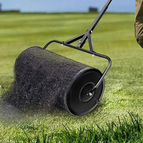 Spandiconcime, spandiconcime per torba, spandiconcime per letame, spandiconcime per torba, con maniglia regolabile a forma di T, spandiconcime per terriccio per prato e giardino, nero-32 cm*60 cm