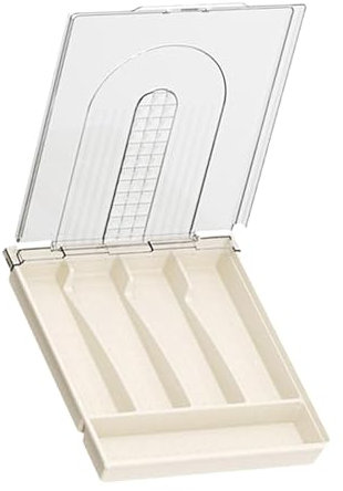 Organisateur de rangement d'argent | Récipient à couverts pour cuisine, argenterie, boîte de rangement avec 5 compartiments, rangement à couverts avec couvercle pour l'organisation des couverts