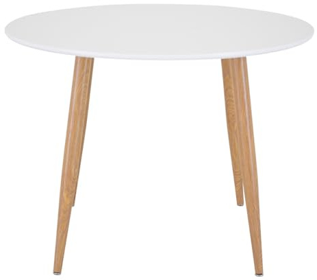 Paris Prix Table à Manger Ronde Plaza 100cm Blanc & Naturel